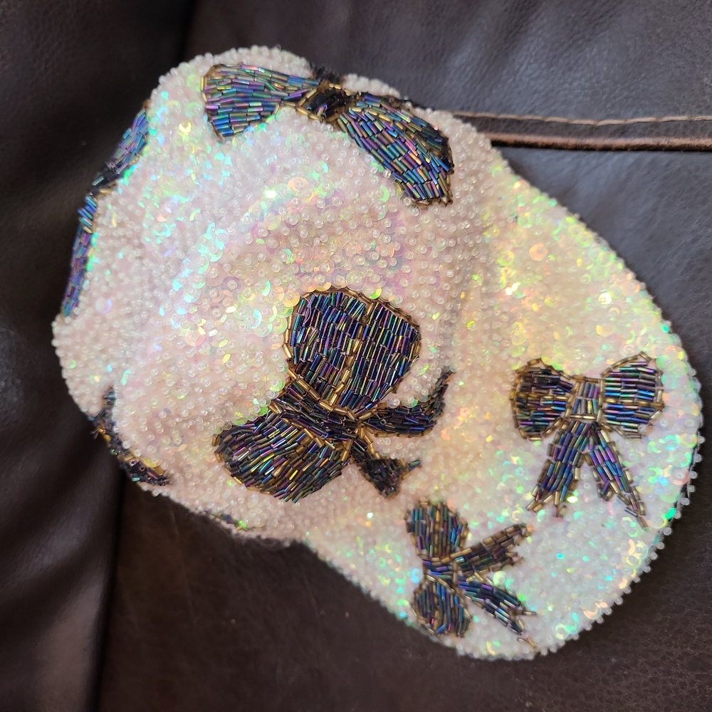 Women's Sequined Beaded Bow Baseball Hat Size Medium - Picture 2 of 5